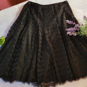 Black Liz Claiborne Lace Knee Length Skirt With Lining Size S
